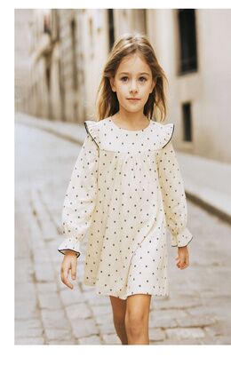 VESTIDO NIÑA BEIGE ESTRELLAS 