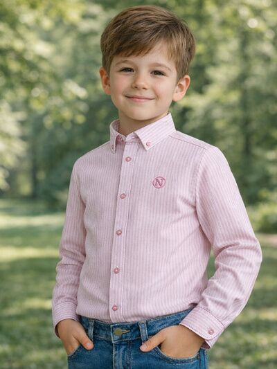 CAMISA BASICA NIÑO RAYAS ROSAS KODAC