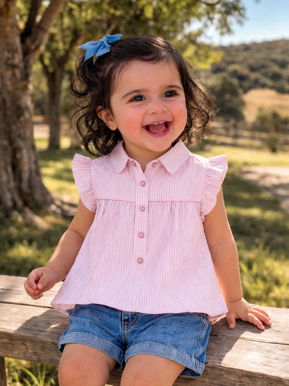 CAMISA NIÑA RAYAS ROSAS KODAC